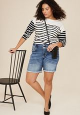 Plus Size KanCan&trade; High Rise Double Button 8in Bermuda Short, DARK SANDBLAST, small