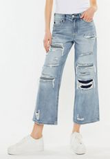 KanCan&trade; Ripped High Rise Wide Leg Cropped Jean, C2806, small