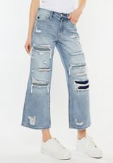 KanCan&trade; Ripped High Rise Wide Leg Cropped Jean, C2806, small