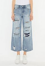 KanCan&trade; Ripped High Rise Wide Leg Cropped Jean, C2806, small