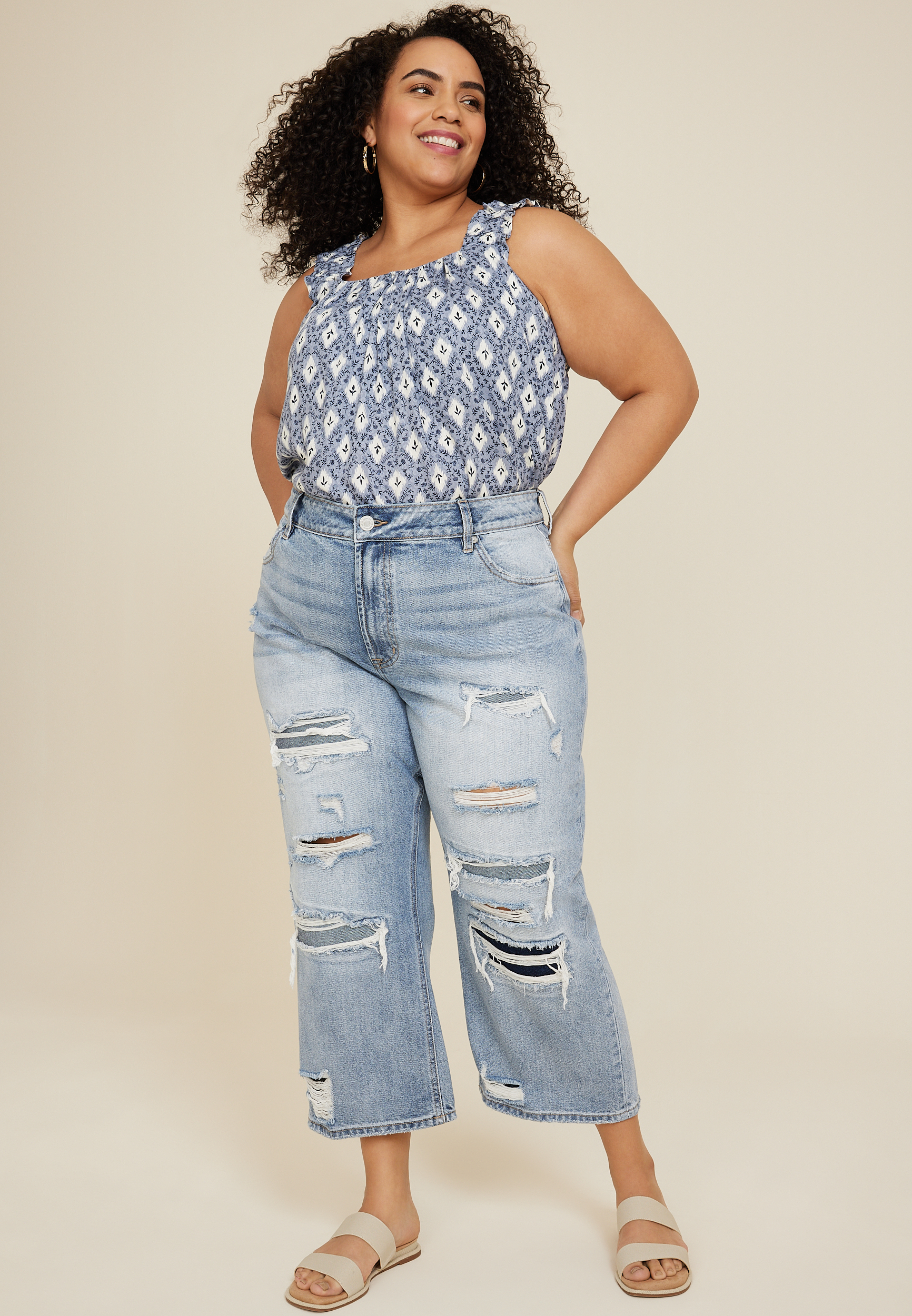 Plus size best sale blue jean capris