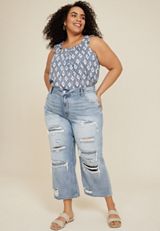 Plus Size KanCan&trade; Ripped High Rise Wide Leg Cropped Jean, C2806, small