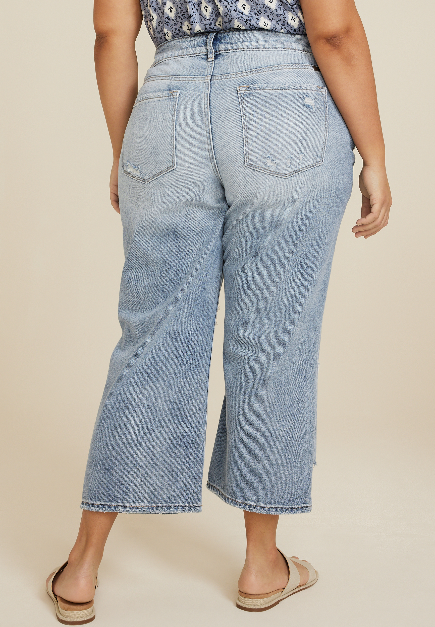 Plus Size KanCan&trade; Ripped High Rise Wide Leg Cropped Jean, C2806, large