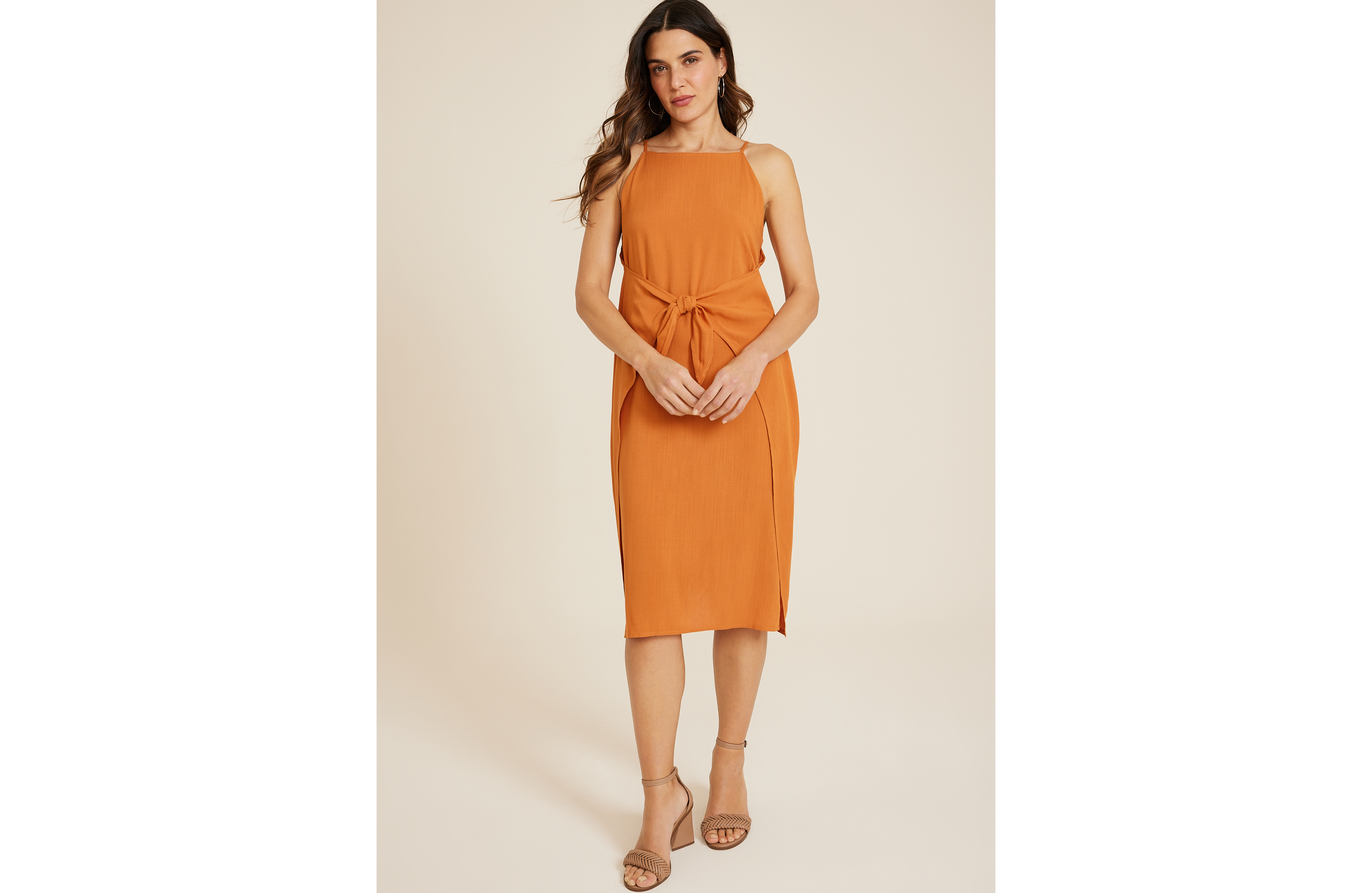 Linen Wrap Midi Dress