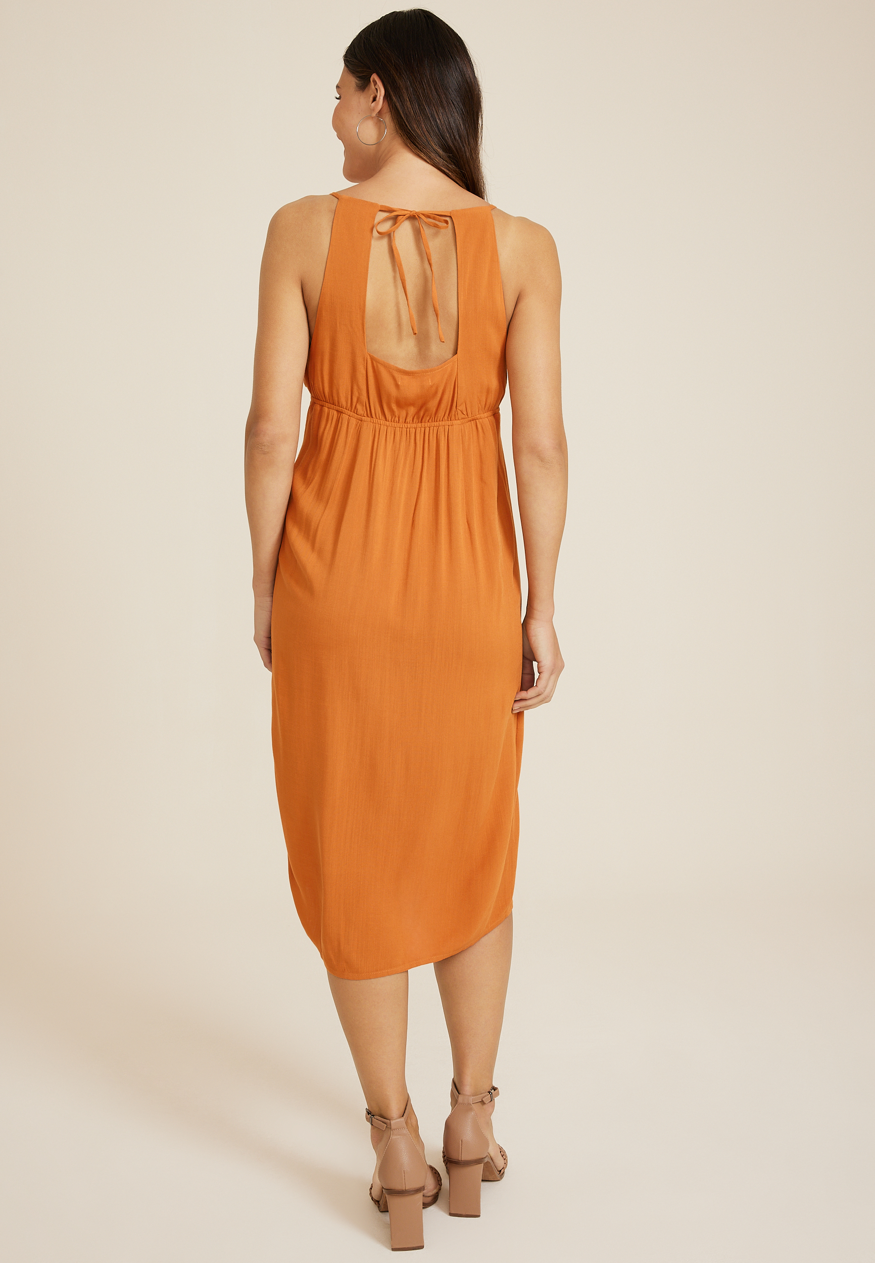 Linen Wrap Midi Dress, C200, large