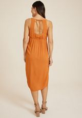 Linen Wrap Midi Dress, C200, small