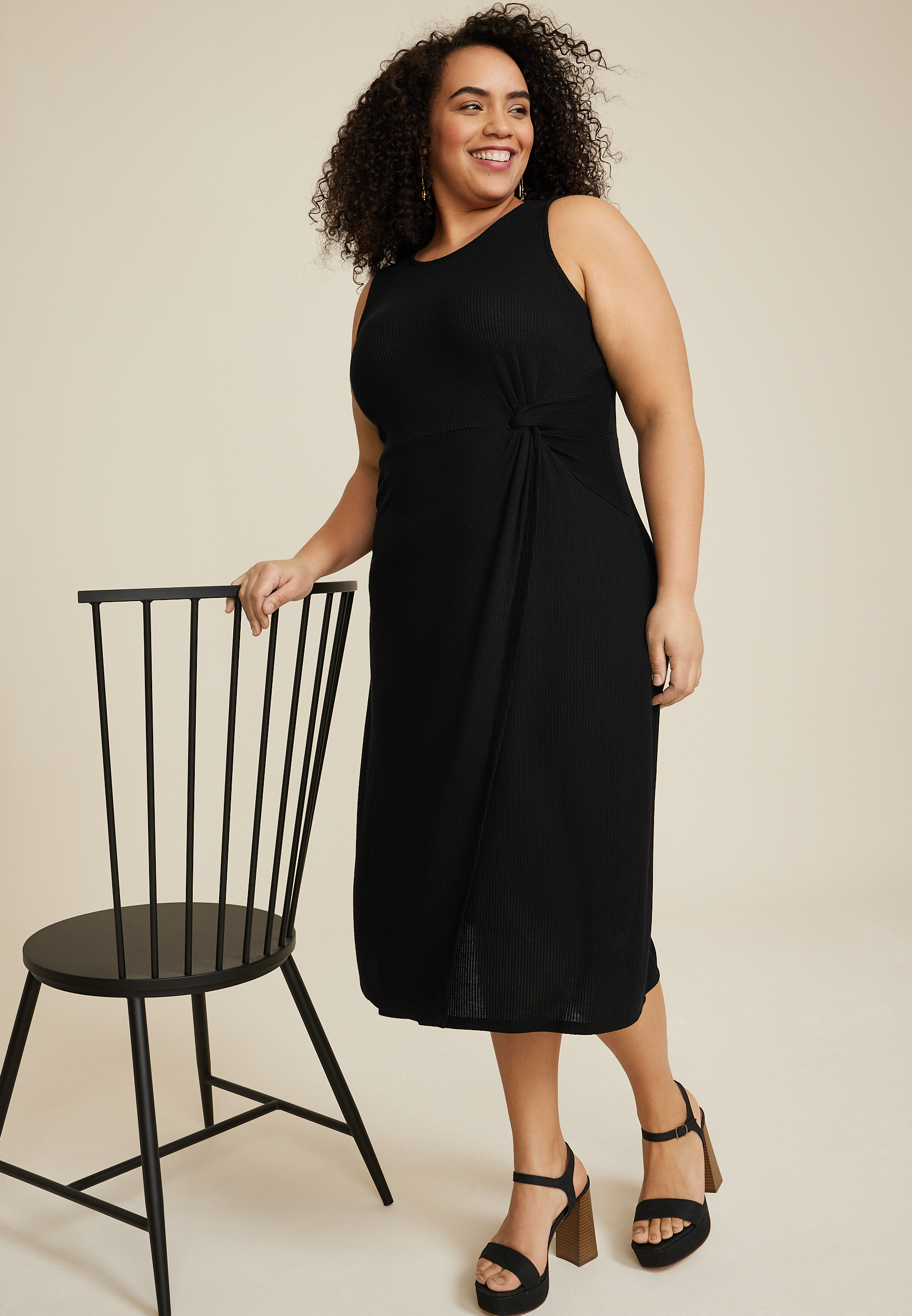 Plus 24/7 Knot Waist Midi Dress