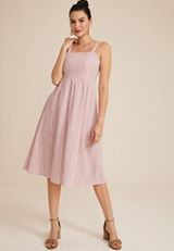 Striped Open Back Midi Dress, C6053, small