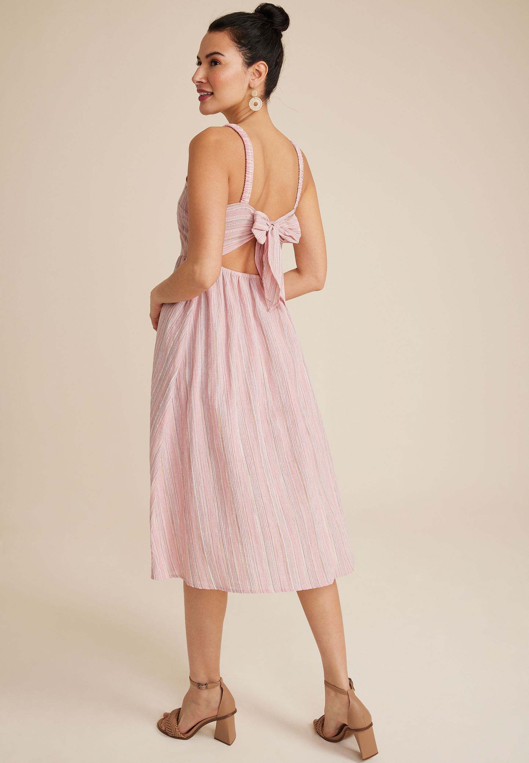 Striped Open Back Midi Dress, C6053, large