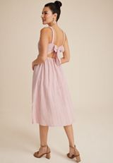 Striped Open Back Midi Dress, C6053, small