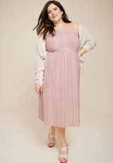 Plus Size Striped Open Back Midi Dress, C6053, small