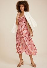 Floral Plisse Twist Front Midi Dress, C4464, small