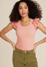 Poplin Ruffle Sleeve Tank Top, C7203, small