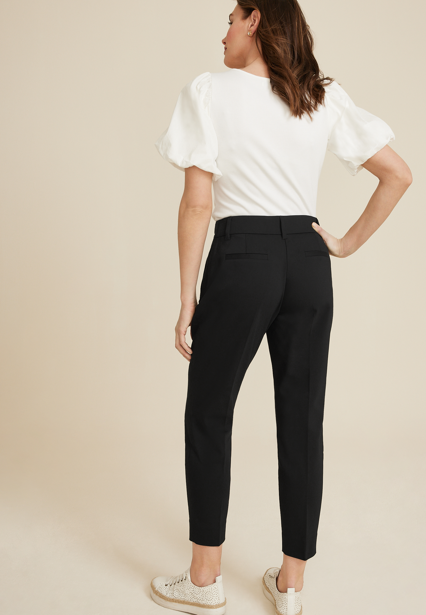 Sateen High Rise Skinny Dress Pant
