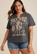 Plus Size Wild West Rhinestone Relaxed Fit Graphic Tee, C125, small