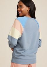 Notch Neck Colorblock Sweatshirt, Blue Fade, small