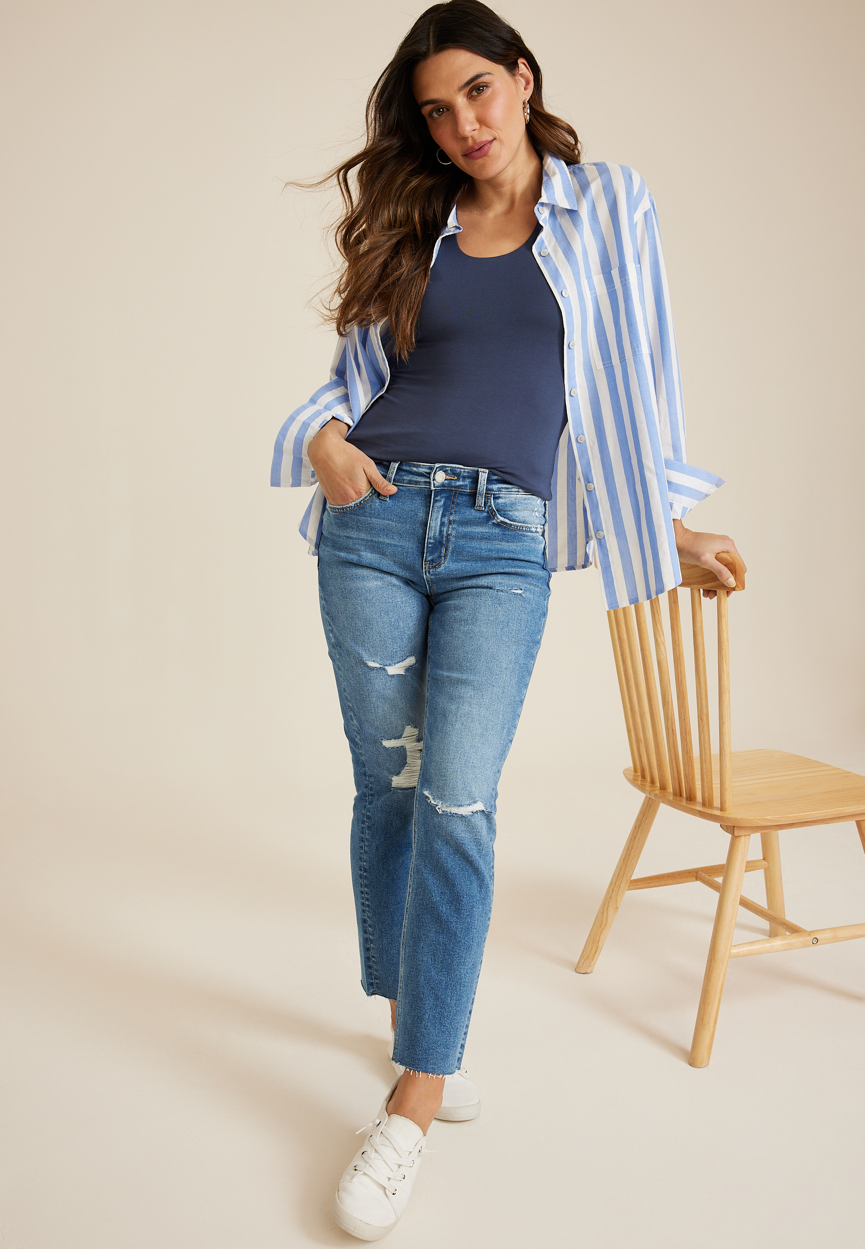 VERVET&trade; High Rise Ripped Straight Jean, C3337, large