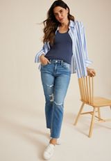 VERVET&trade; High Rise Ripped Straight Jean, C3337, small
