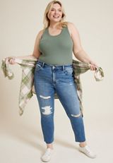 Plus Size VERVET&trade; High Rise Ripped Straight Jean, C3337, small