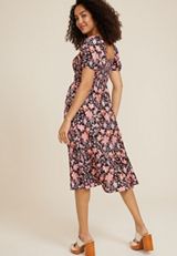 Floral Sweetheart Neck Midi Dress, C1756, small