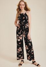 24/7 Tie Front Jumpsuit, BLACK COMBO, small