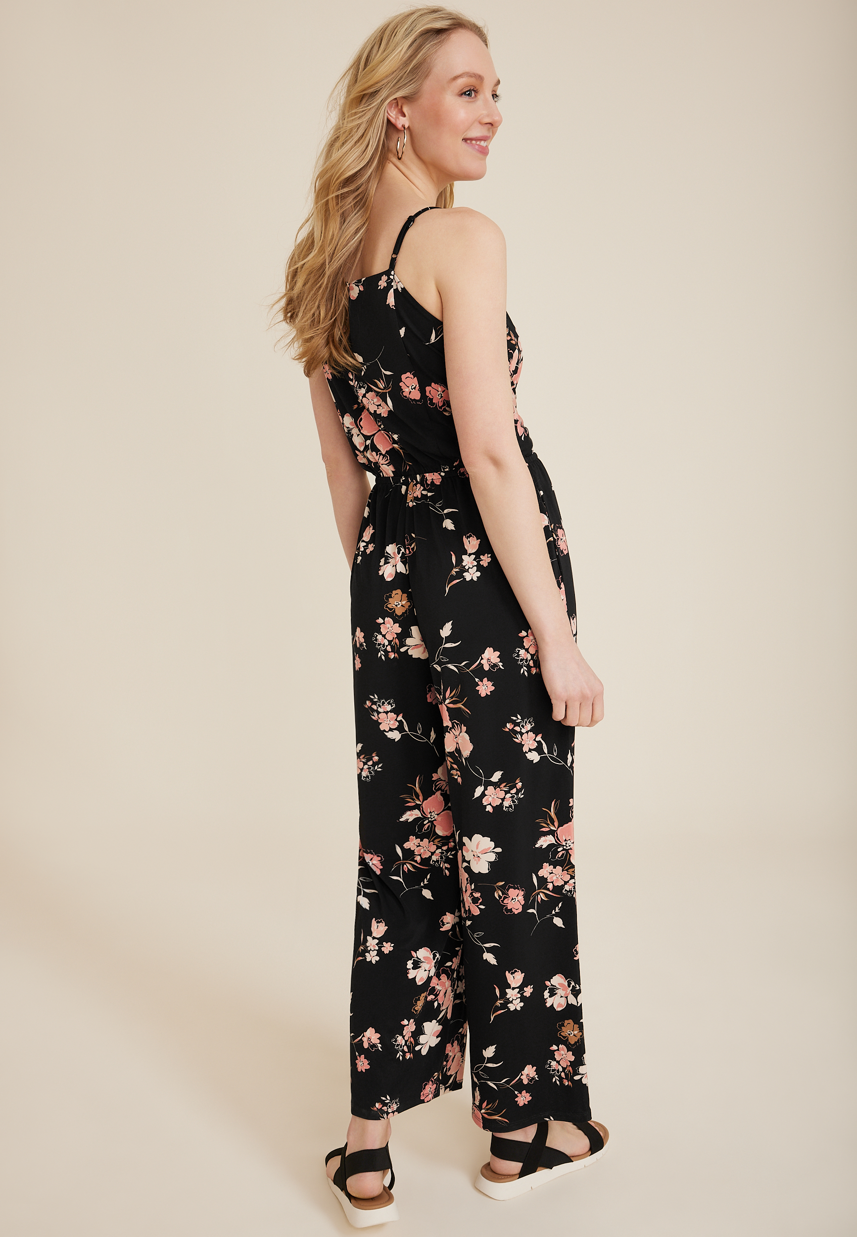 24/7 Tie Front Jumpsuit, BLACK COMBO, large