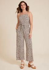24/7 Tie Front Jumpsuit, ECRU COMBO, small