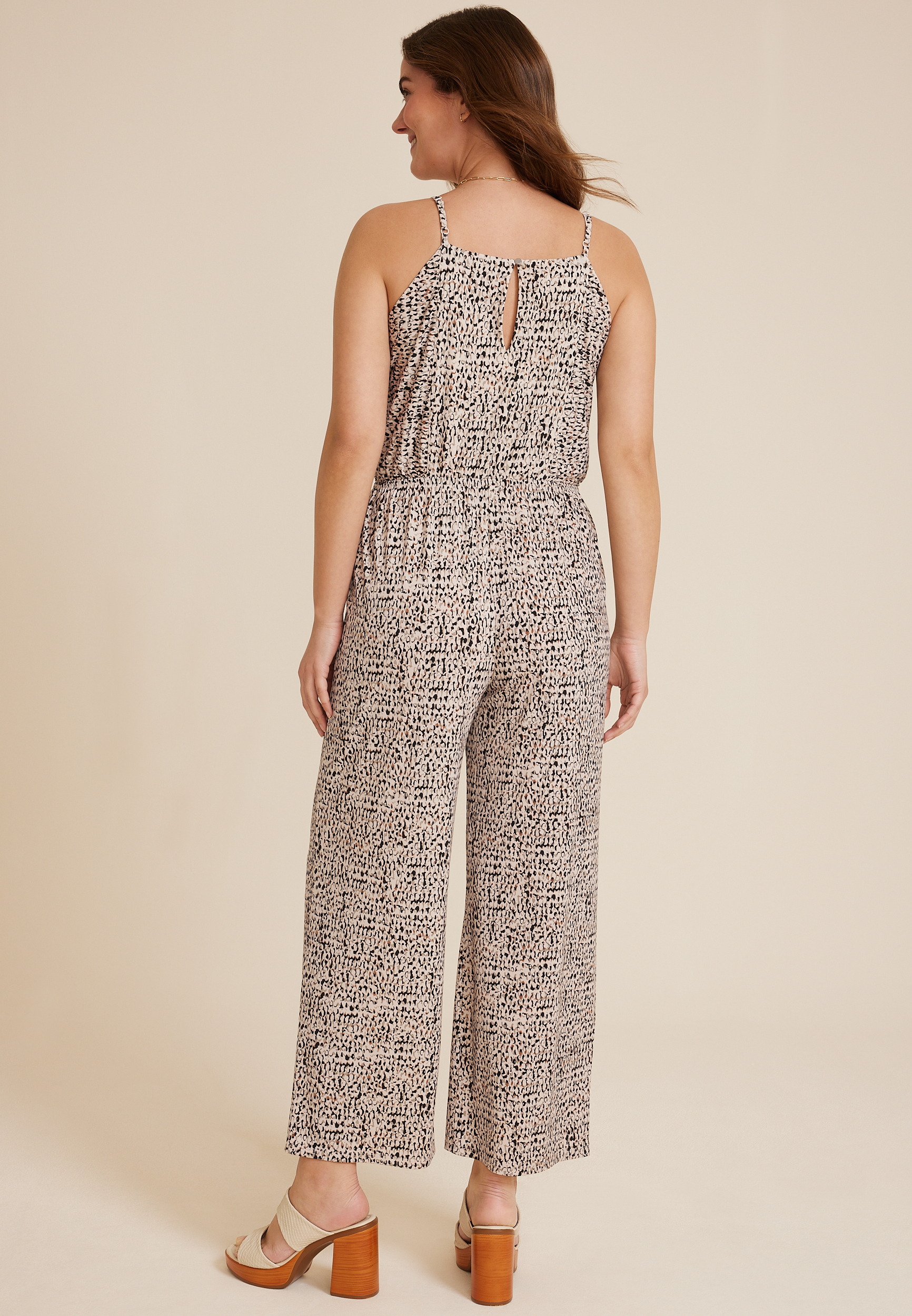 24/7 Tie Front Jumpsuit, ECRU COMBO, large