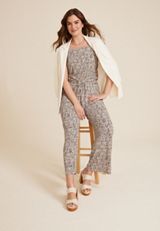 24/7 Tie Front Jumpsuit, ECRU COMBO, small