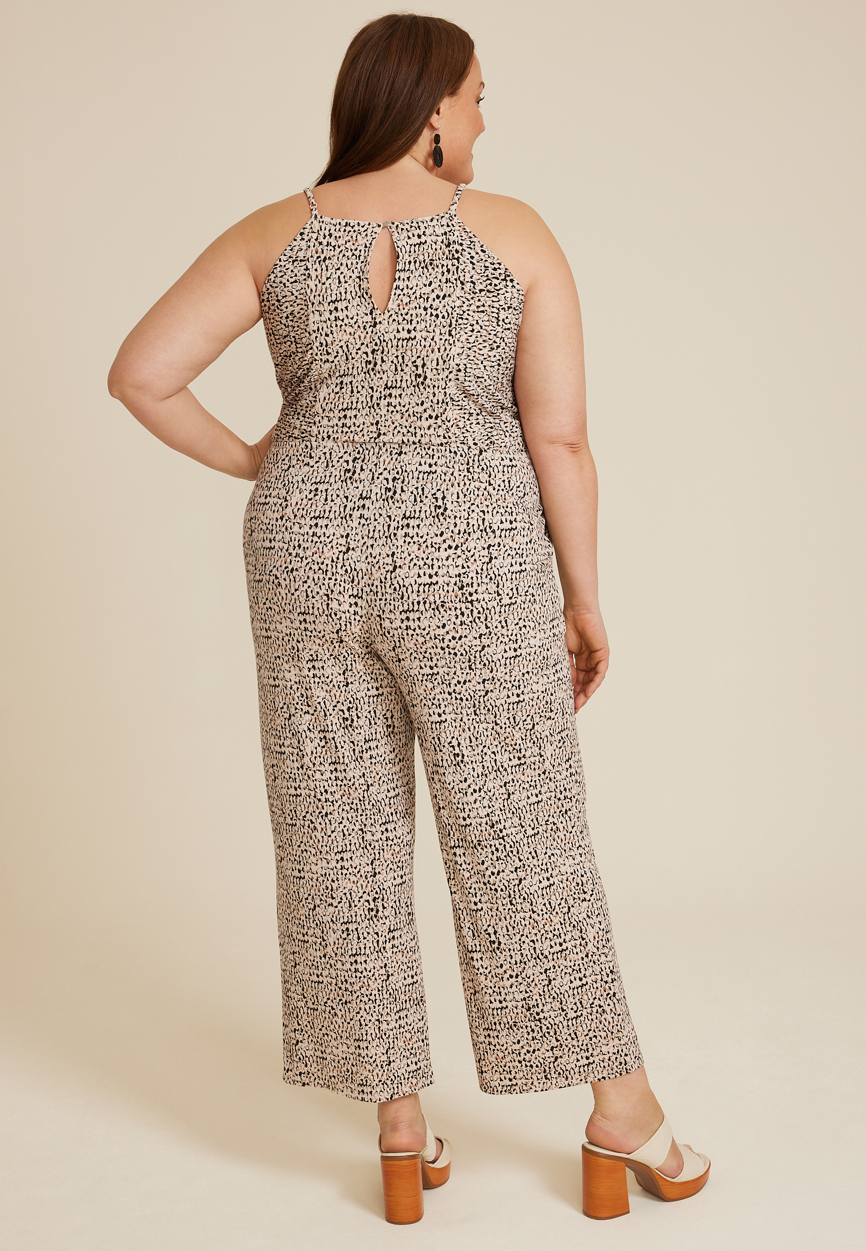 Plus Size 24/7 Tie Front Jumpsuit, ECRU COMBO, large