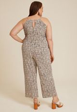 Plus Size 24/7 Tie Front Jumpsuit, ECRU COMBO, small