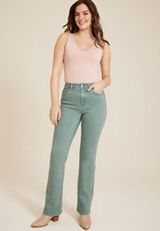 Flying Monkey&trade; Green High Rise Slim Boot Jean, C1612, small