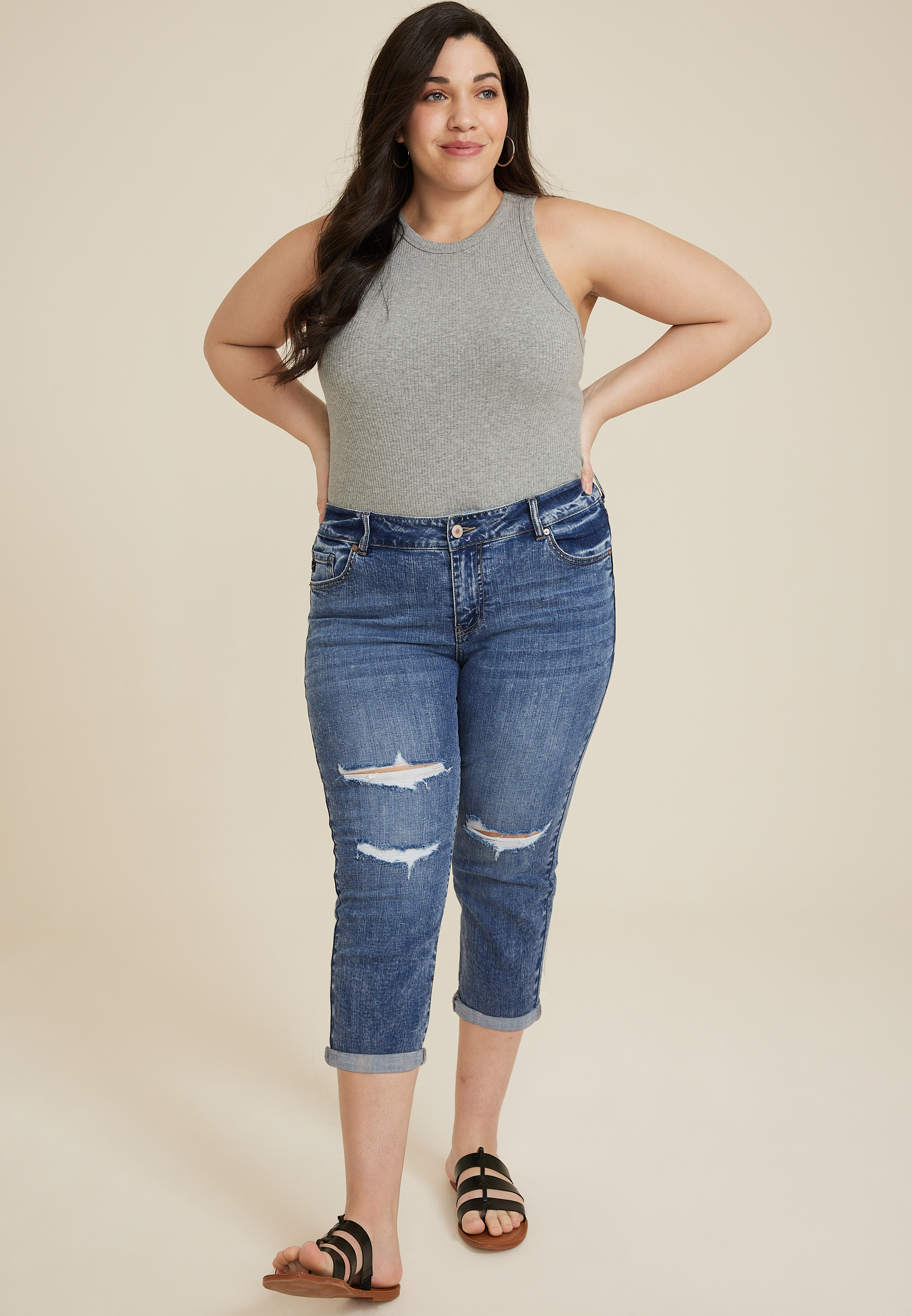 Kancan  Melanie Missy and Plus Size Crop Wide Leg Jeans