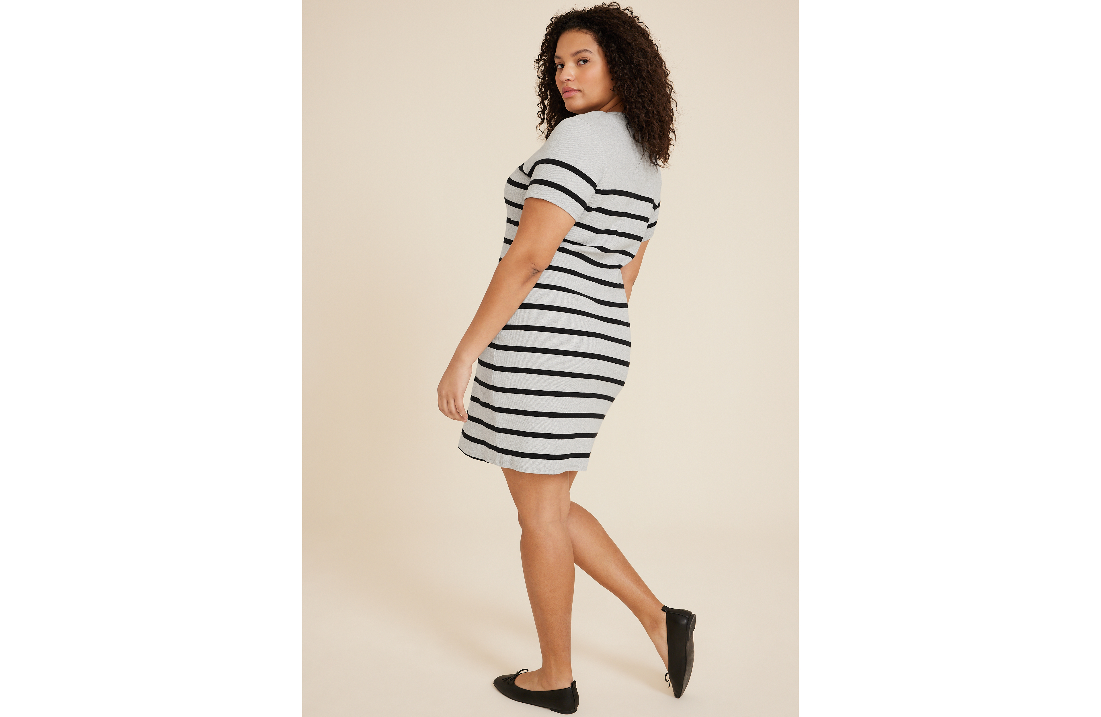 Plus 24/7 Striped Short Sleeve T Shirt Dress