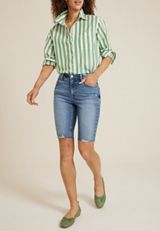 m jeans by maurices&trade; Cool Comfort High Rise 11in Bermuda Jean Short, DARK SANDBLAST, small