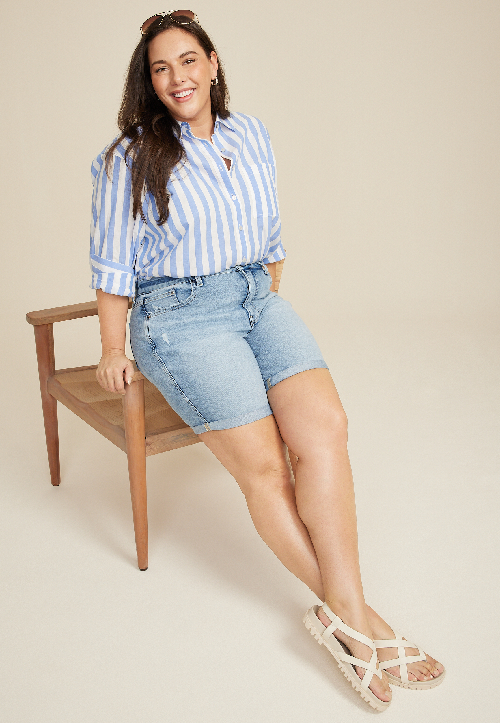 Plus Size Everflex&trade; Bermuda High Rise 8in Short, C2806, large