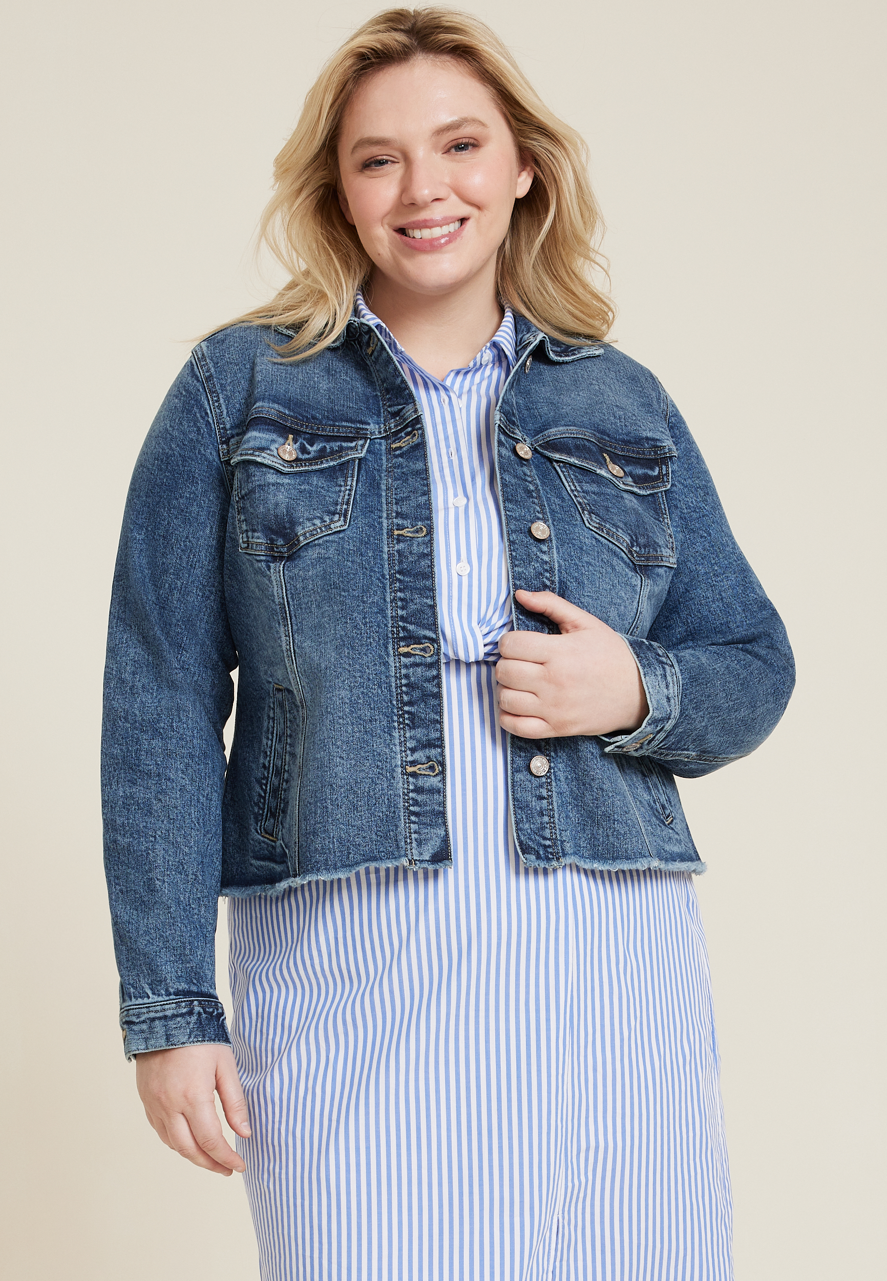 Maurices Plus Size Women's Blue Denim Jacket Size 0X  Maurices plus size,  Blue denim jacket, Plus size women