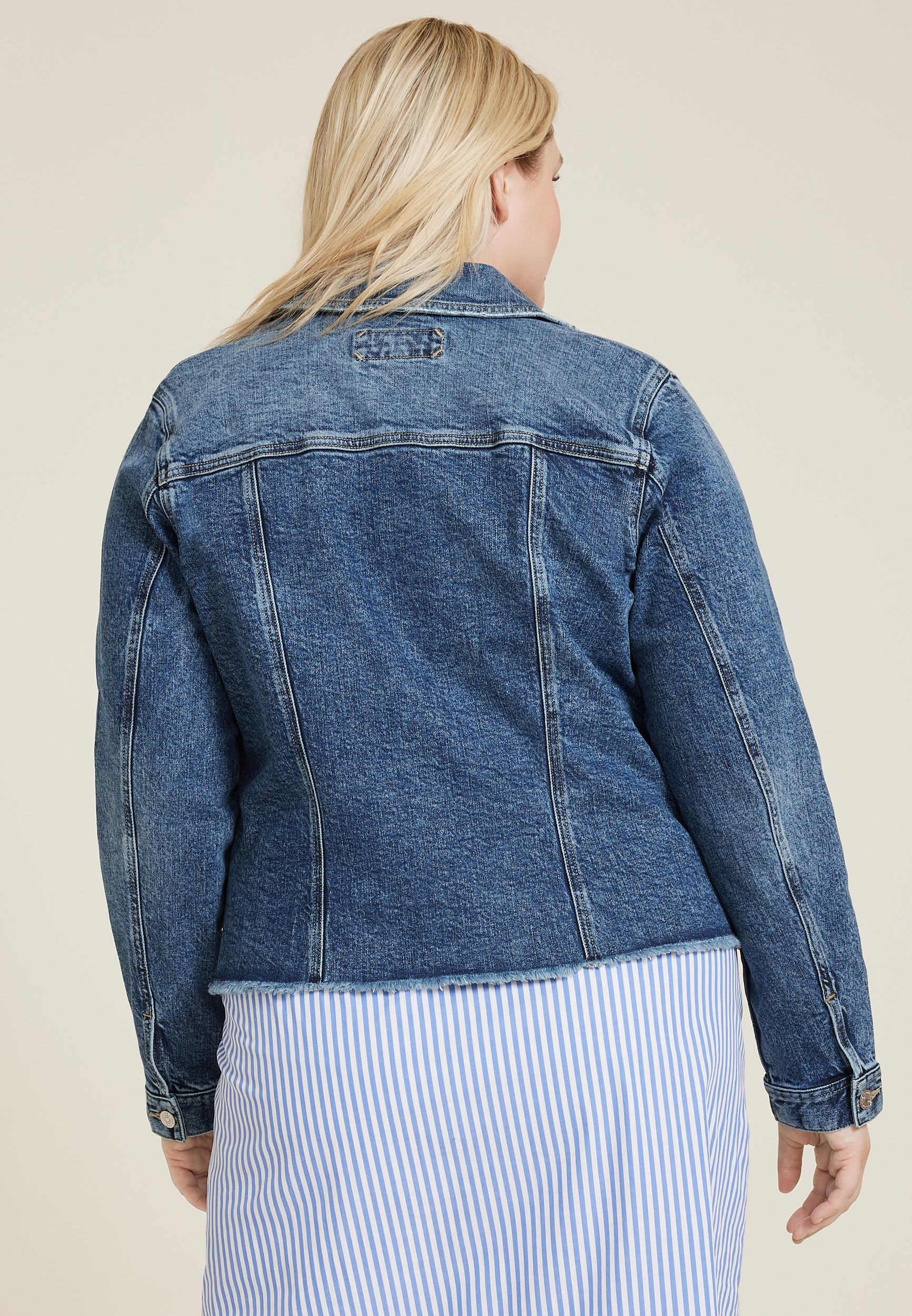 Plus Size Dark Denim Cinched Jacket, C258, large