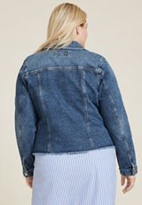 Plus Size Dark Denim Cinched Jacket, C258, small