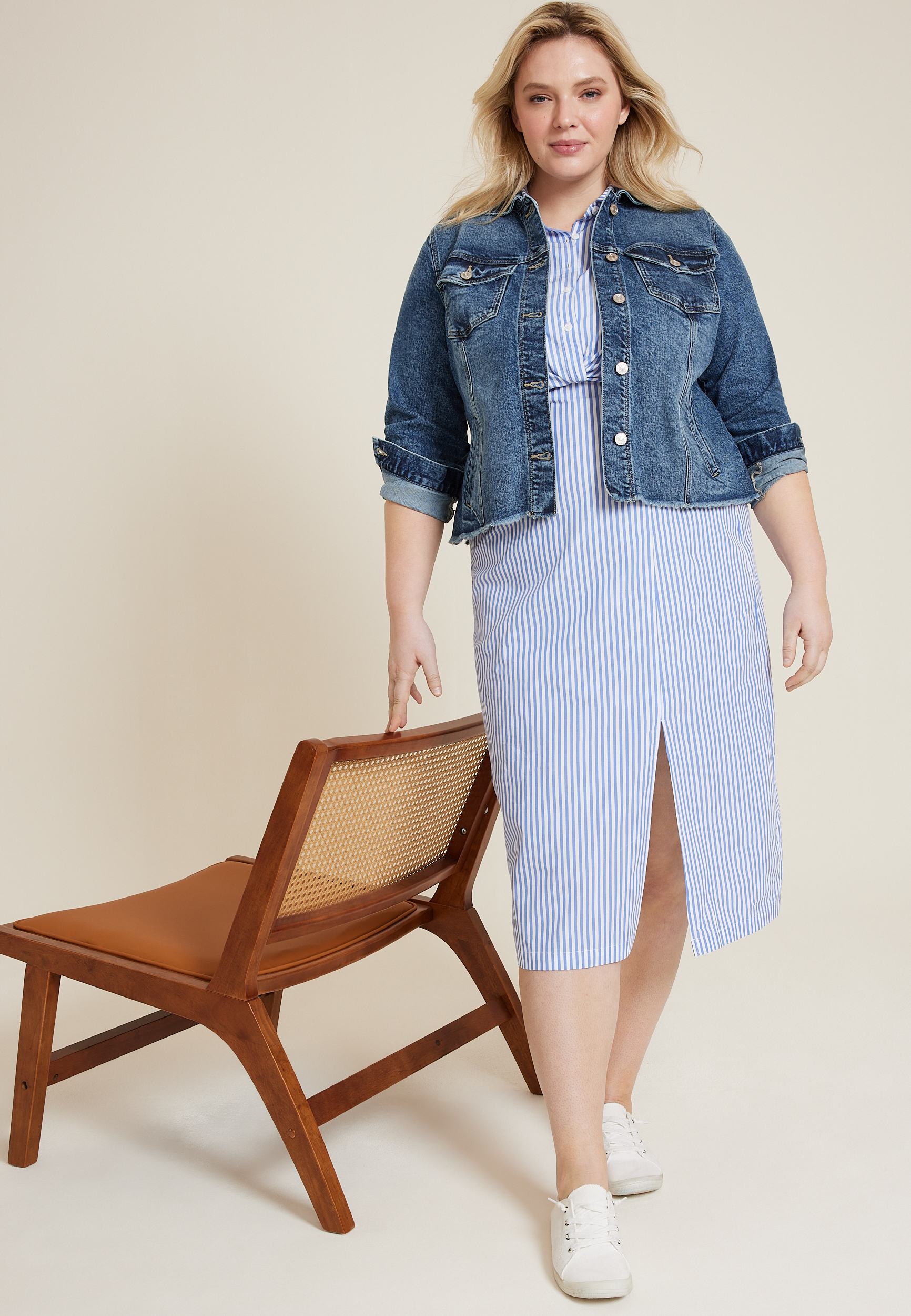 Plus Size Dark Denim Cinched Jacket, C258, large