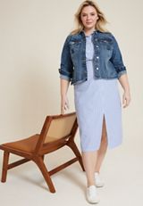 Plus Size Dark Denim Cinched Jacket, C258, small