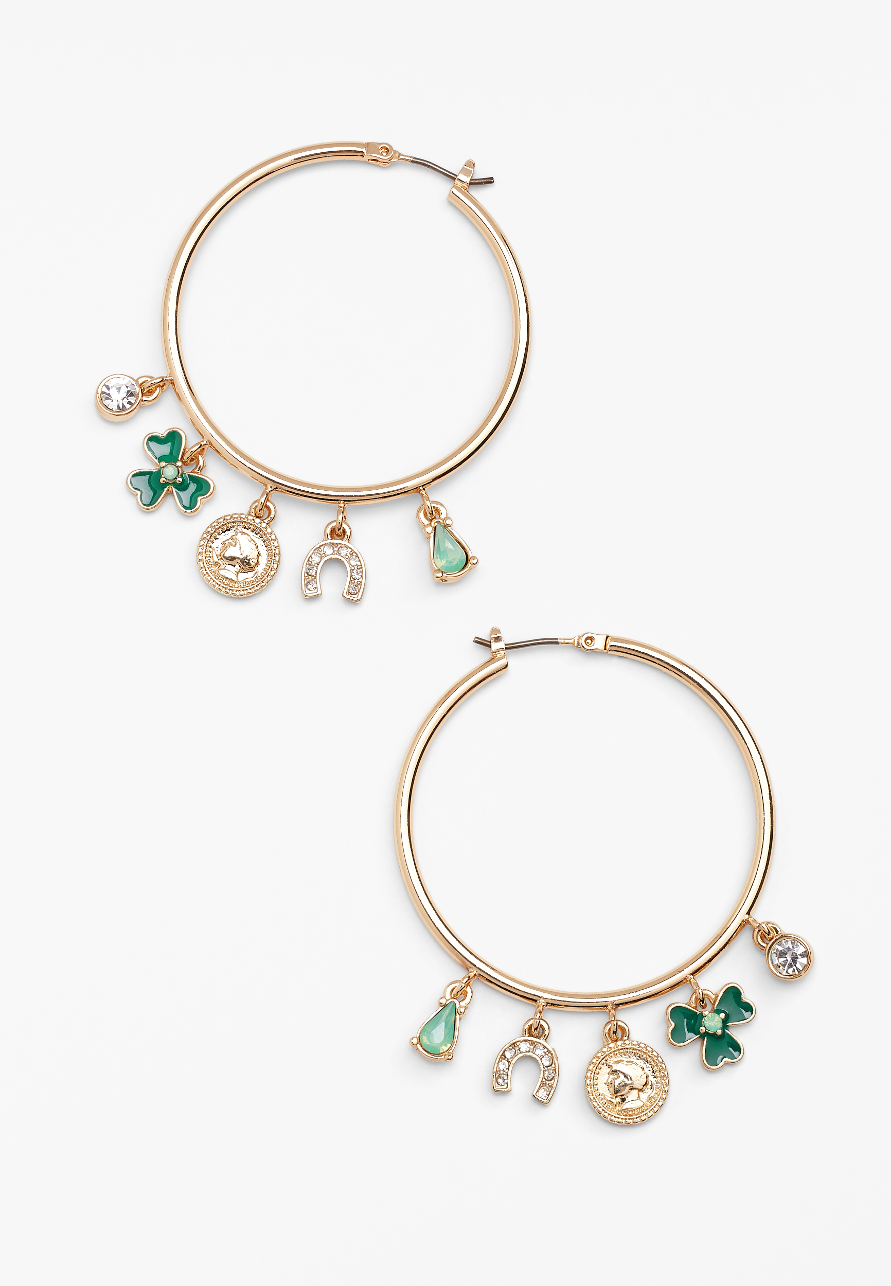 St Patricks Day Charm Hoop Earrings | maurices