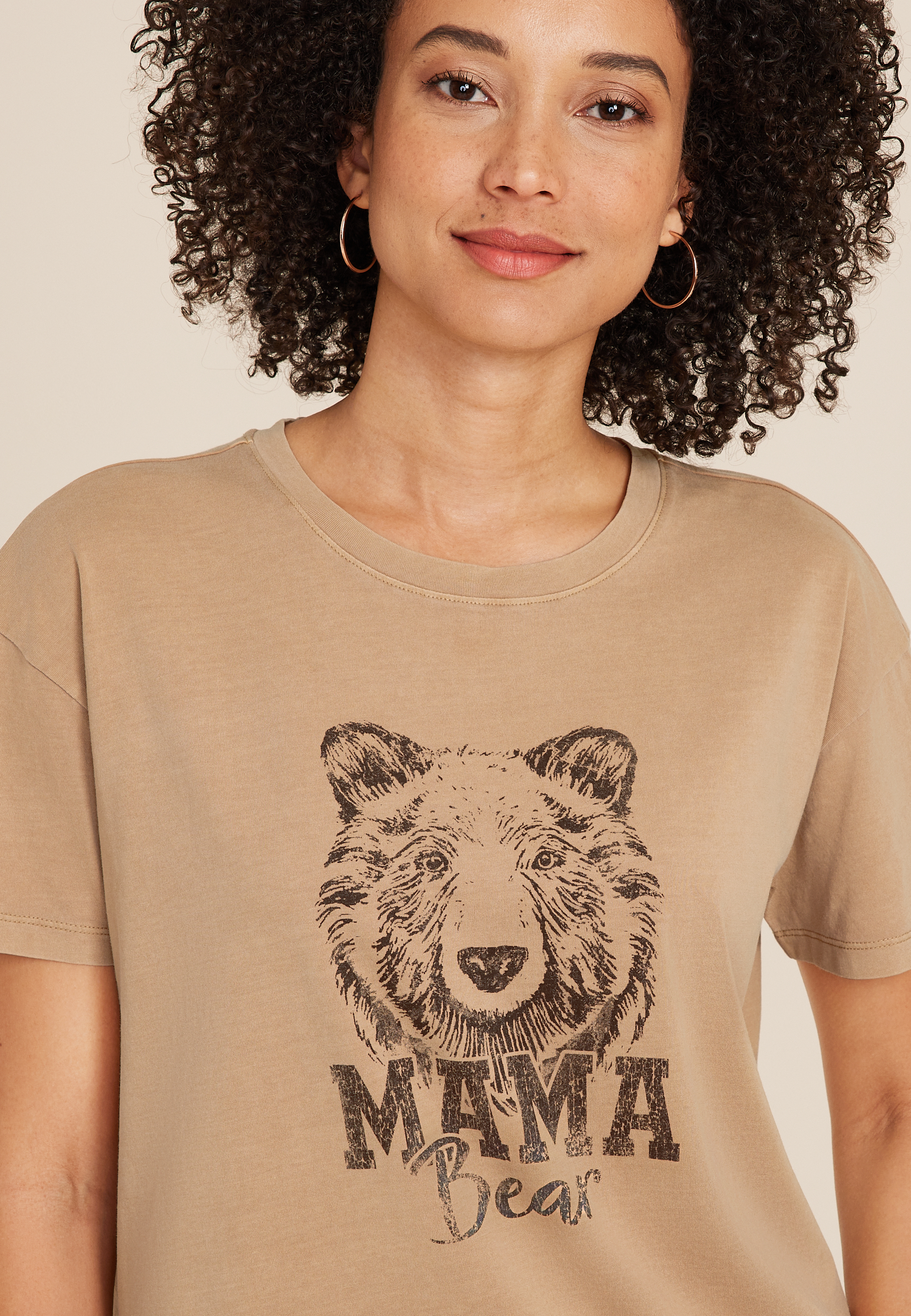 Mama Bear Relaxed Fit Graphic Tee, CAMEL, large