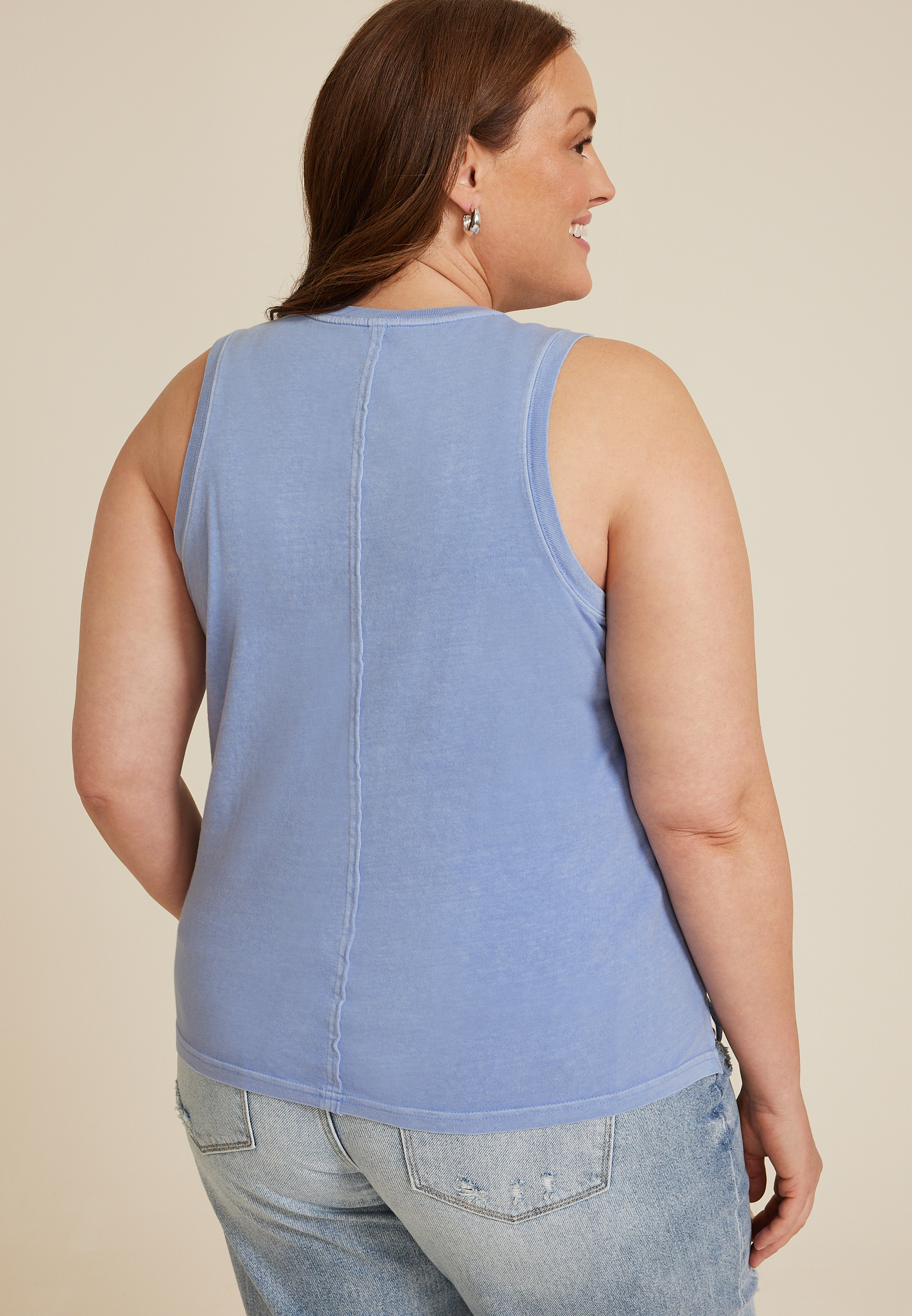 Plus Size Sunseeker Mama Knows Best Classic Fit Graphic Tank, BLUE, large