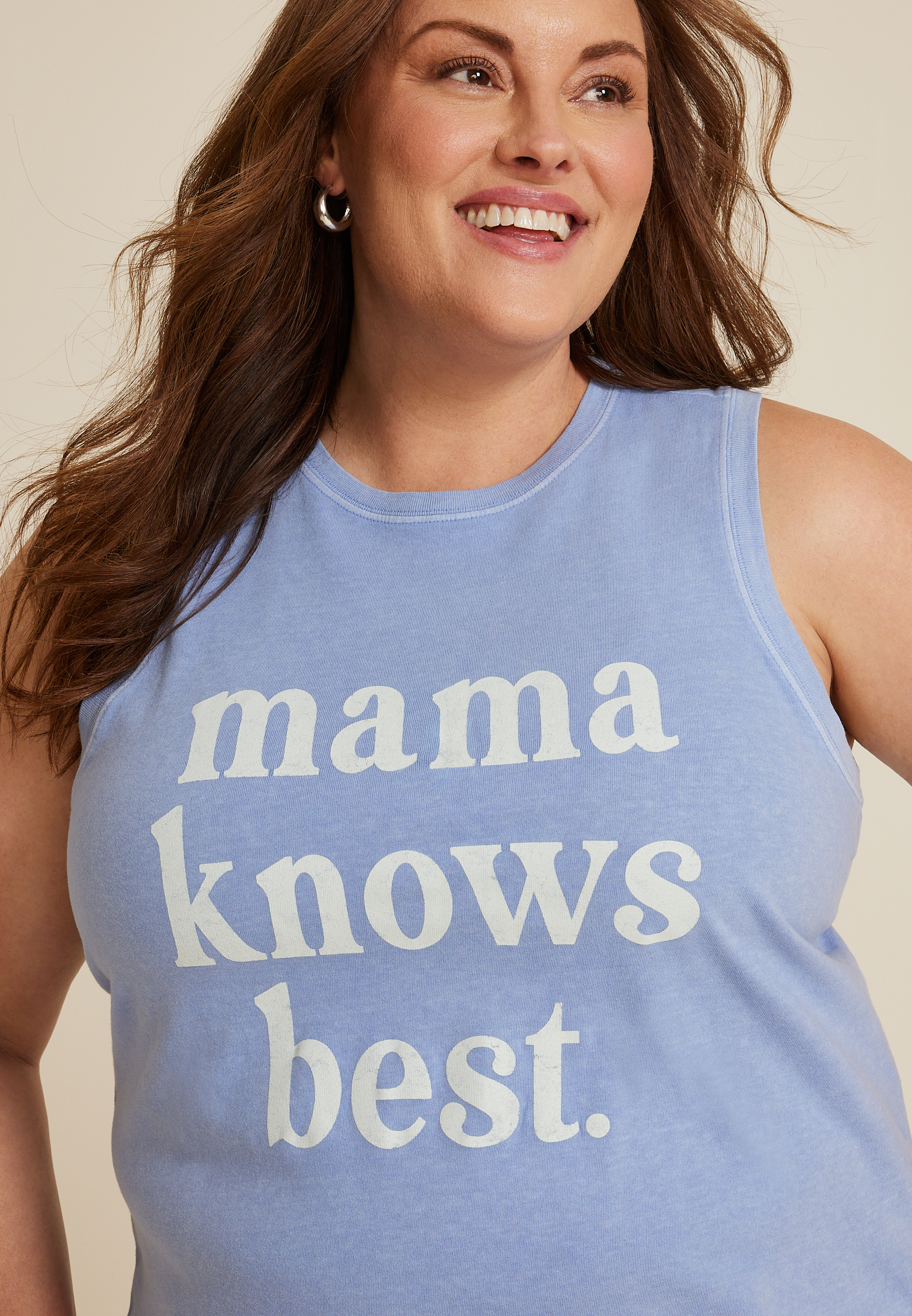 Plus Size Sunseeker Mama Knows Best Classic Fit Graphic Tank, BLUE, large