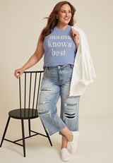 Plus Size Sunseeker Mama Knows Best Classic Fit Graphic Tank, BLUE, small