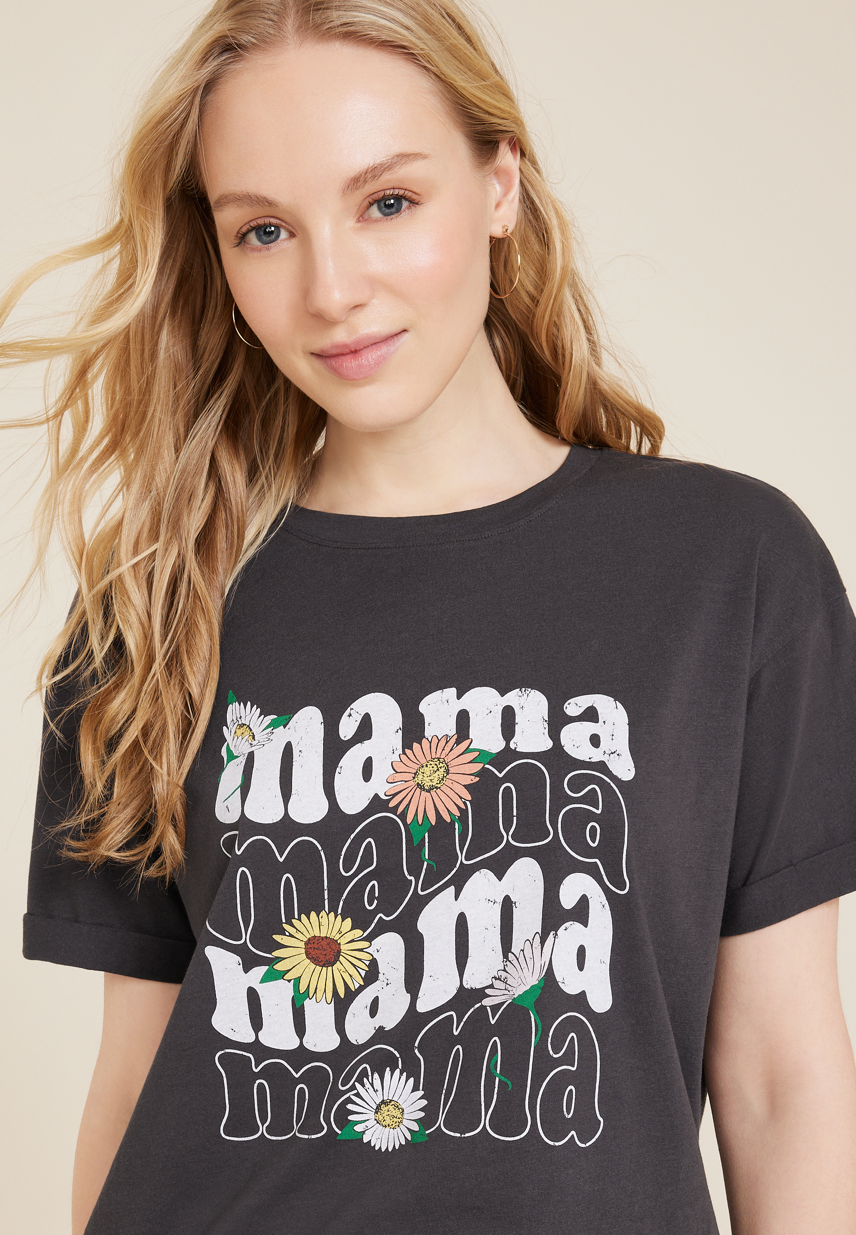 Floral Mama Relaxed Fit Graphic Tee, C1876, large