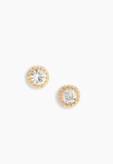 Gold Round Crystal Stud Earrings, GOLD, small