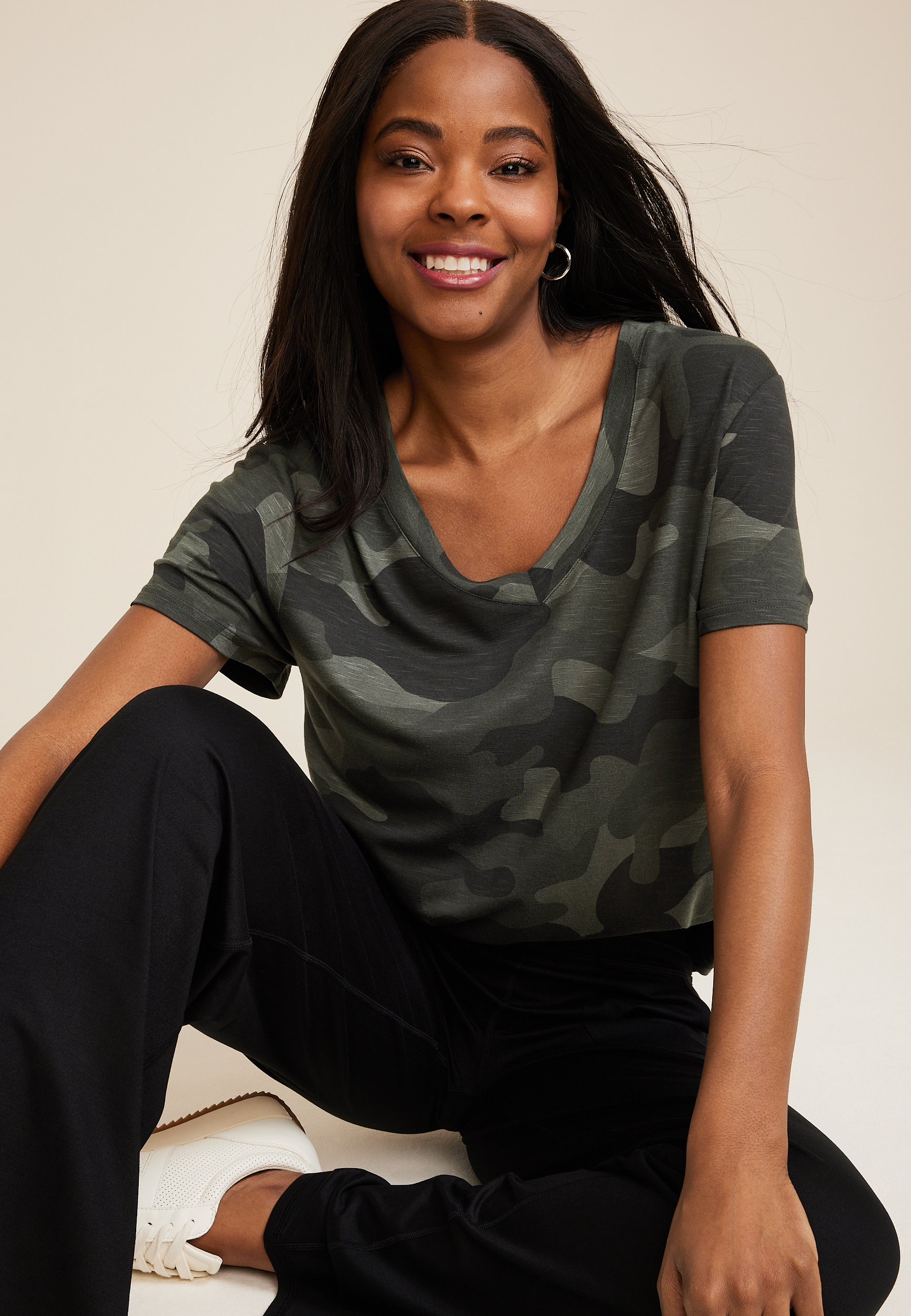 24/7 Flawless Camo V Neck Tee, C1524, large