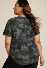 Plus Size 24/7 Flawless Camo V Neck Tee, MULTI, small